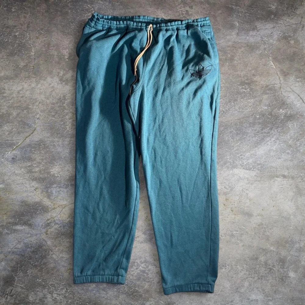 Adidas Originals Teal Blue Fleece Sweatpants Joggers Trefoil Mens XL